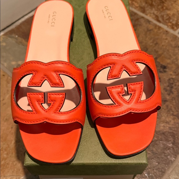 Gucci Shoes - Gucci Women's Bold Orange Slide Sandals